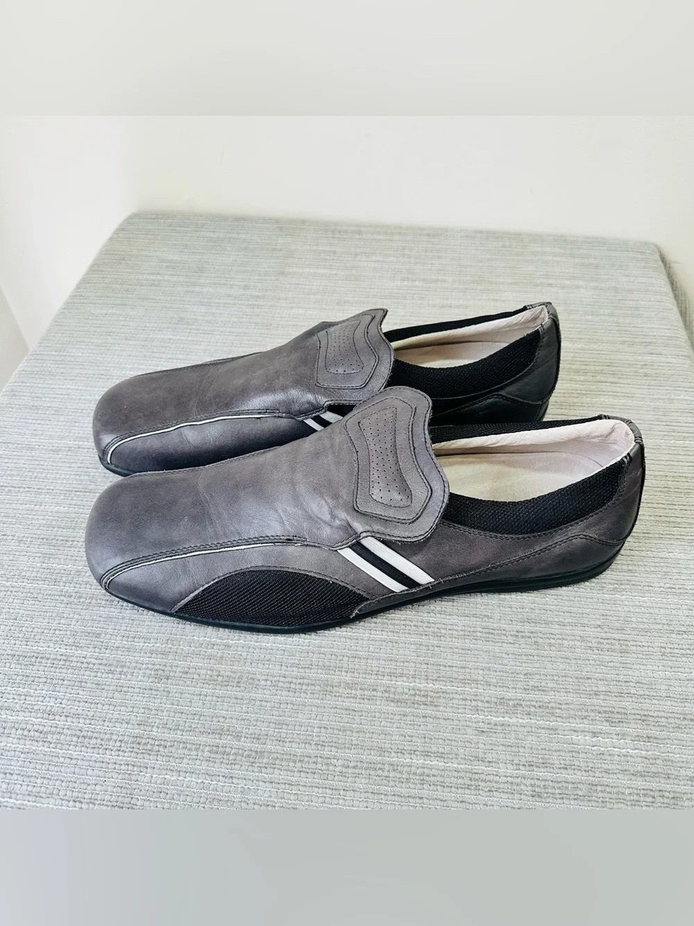 Rare‎ Vintage Steve Madden Mens Gray Leather Sport Loafer Sneakers Y2K Size 16